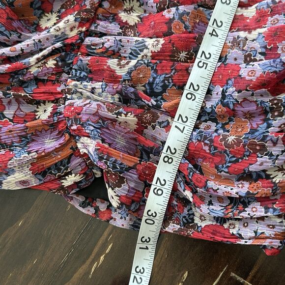 Zara XS Floral Print Puff Sleeve Ruched coquette feminine Mini Dress Blogger Fav - Picture 12 of 15